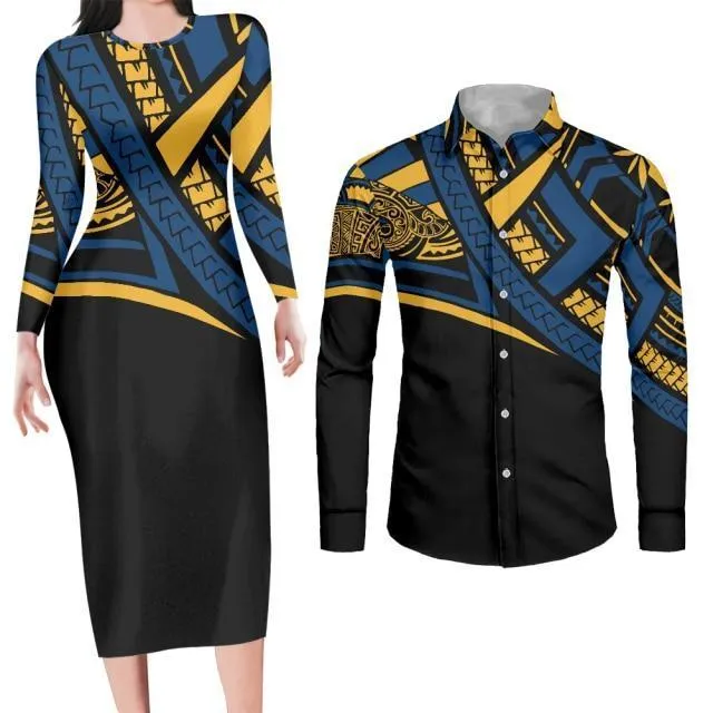 Green Bodycon Dress and Shirt Matching Couples Outfits