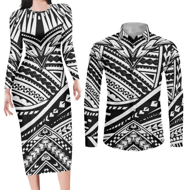 Green Bodycon Dress and Shirt Matching Couples Outfits