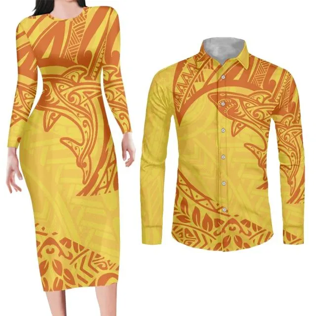 Green Bodycon Dress and Shirt Matching Couples Outfits