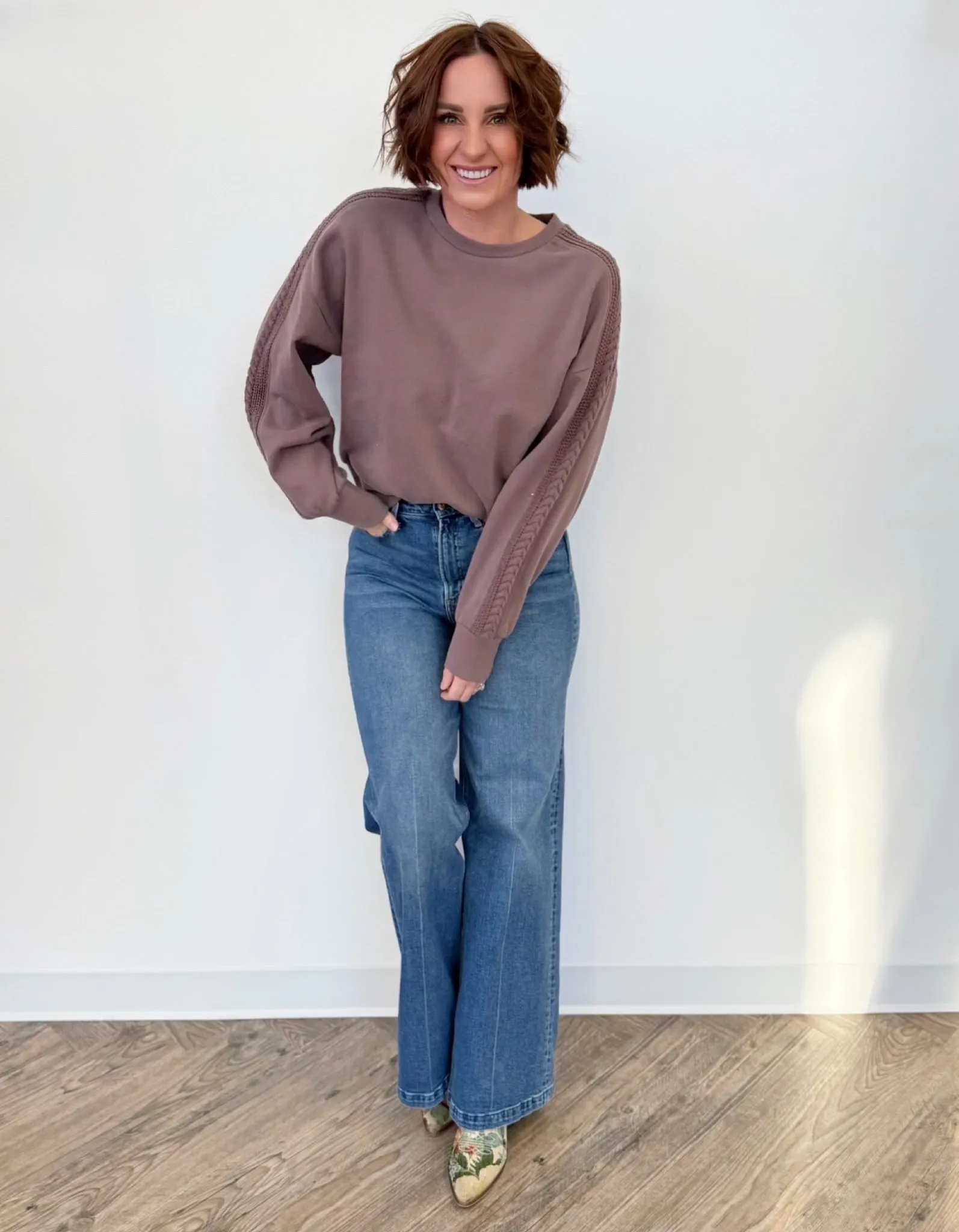 Kit Mixed Media Long Sleeve Pullover