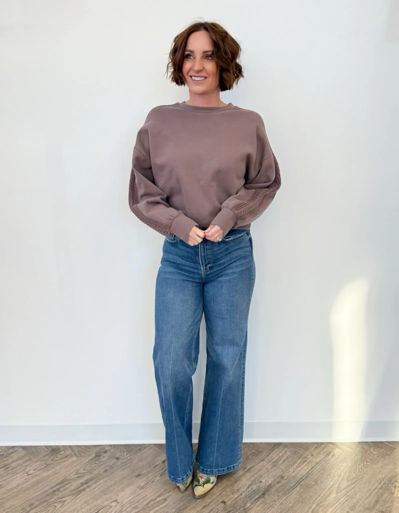 Kit Mixed Media Long Sleeve Pullover