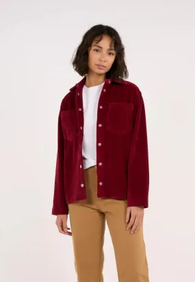 Knowledge Cotton Apparel red overshirt - 8-wales corduroy overshirt rhubarb