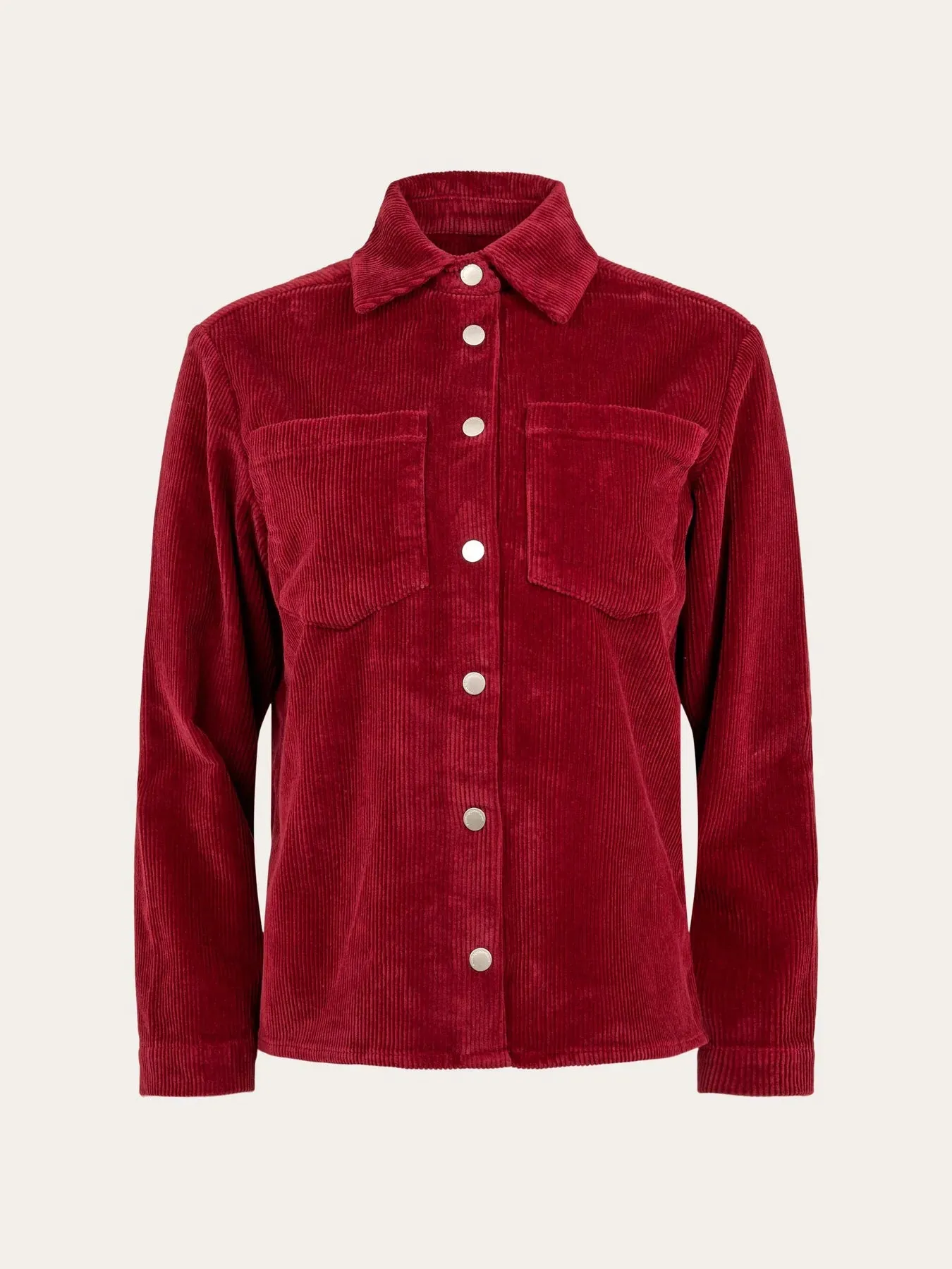 Knowledge Cotton Apparel red overshirt - 8-wales corduroy overshirt rhubarb