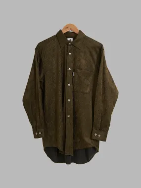 Lanvin classique gold / brown polyester corduroy shirt - mens L M
