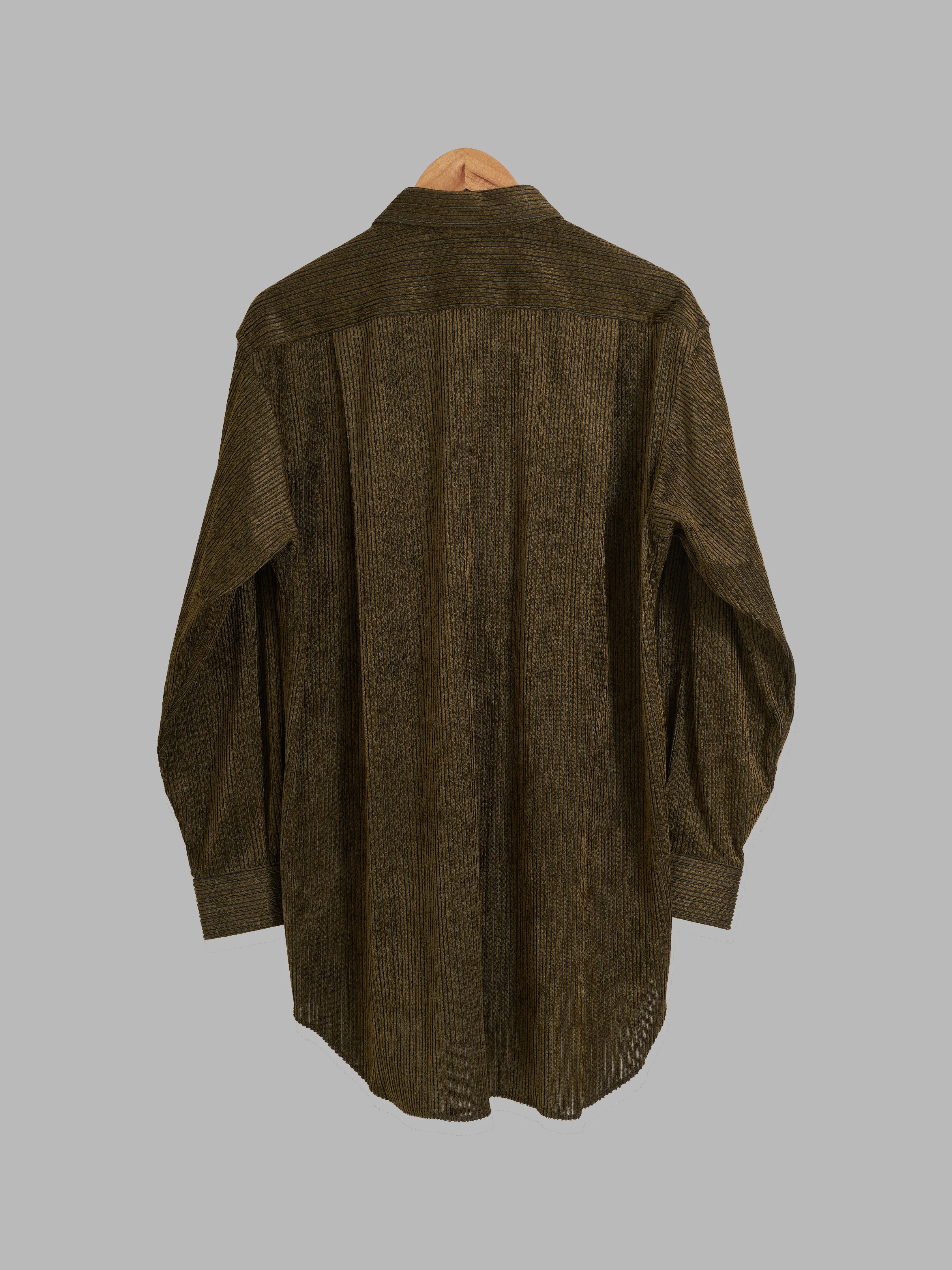 Lanvin classique gold / brown polyester corduroy shirt - mens L M