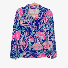 Lilly Pulitzer Printed Half Button Up Front Pocket Pullover- Size XS