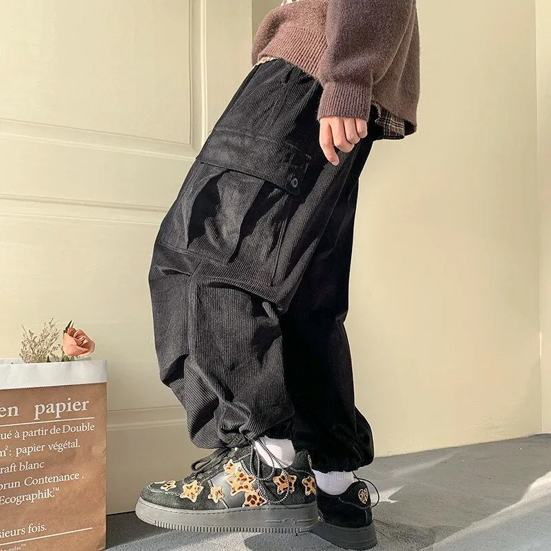 Men's Baggy Corduroy Cargo Pants | Ideal for Autumn