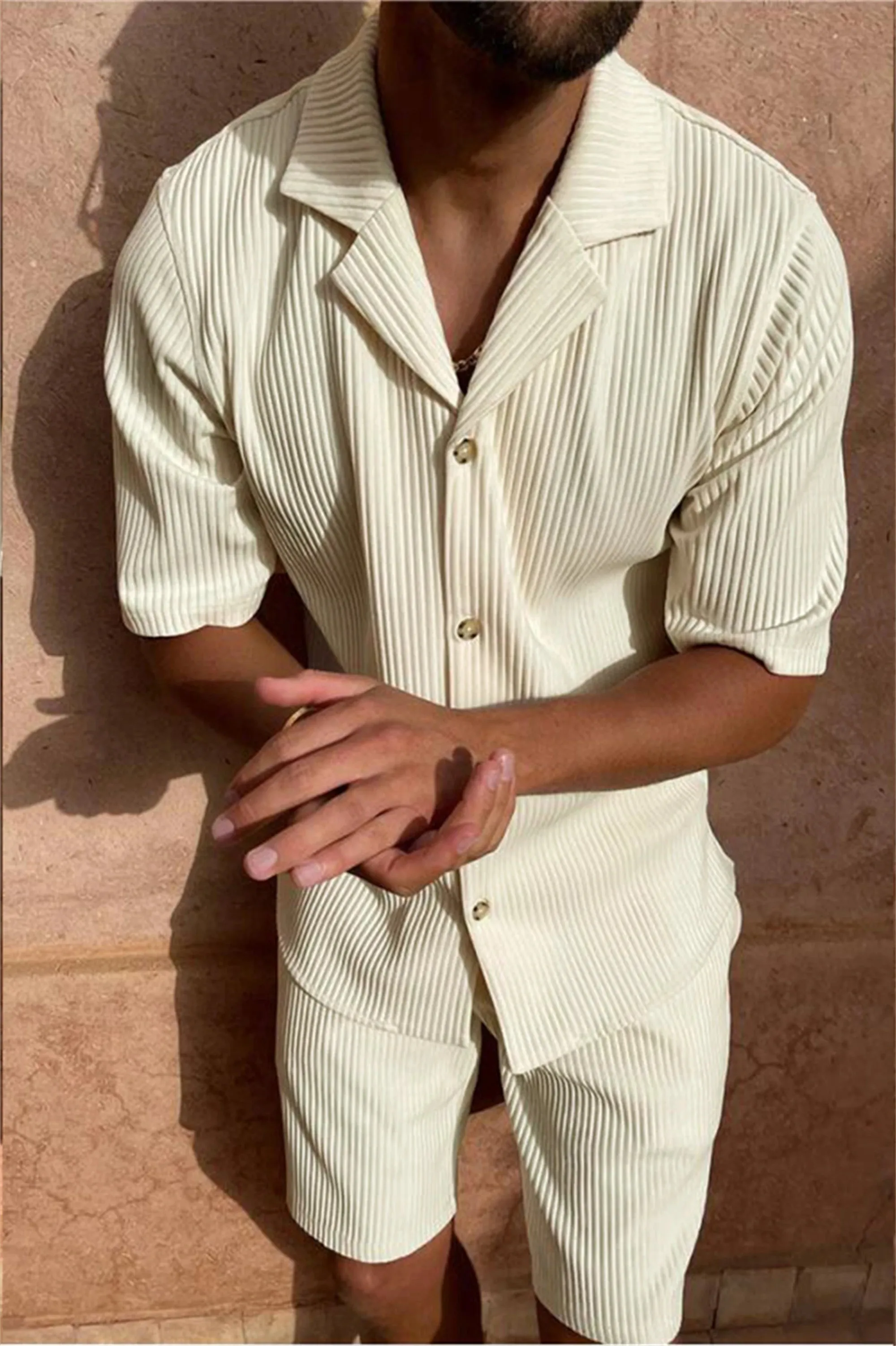 Men’s Solid Color Corduroy Shirt