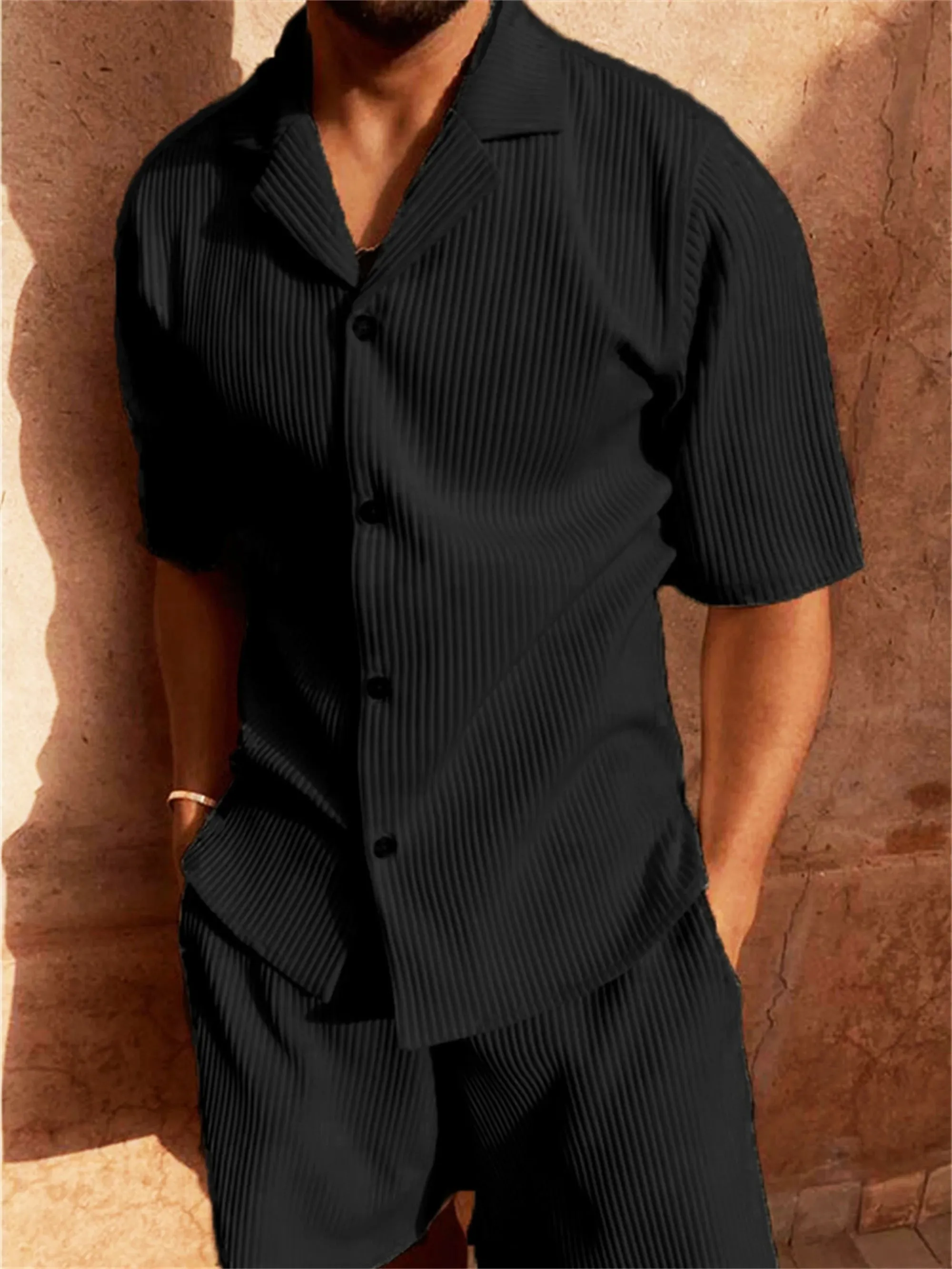 Men’s Solid Color Corduroy Shirt
