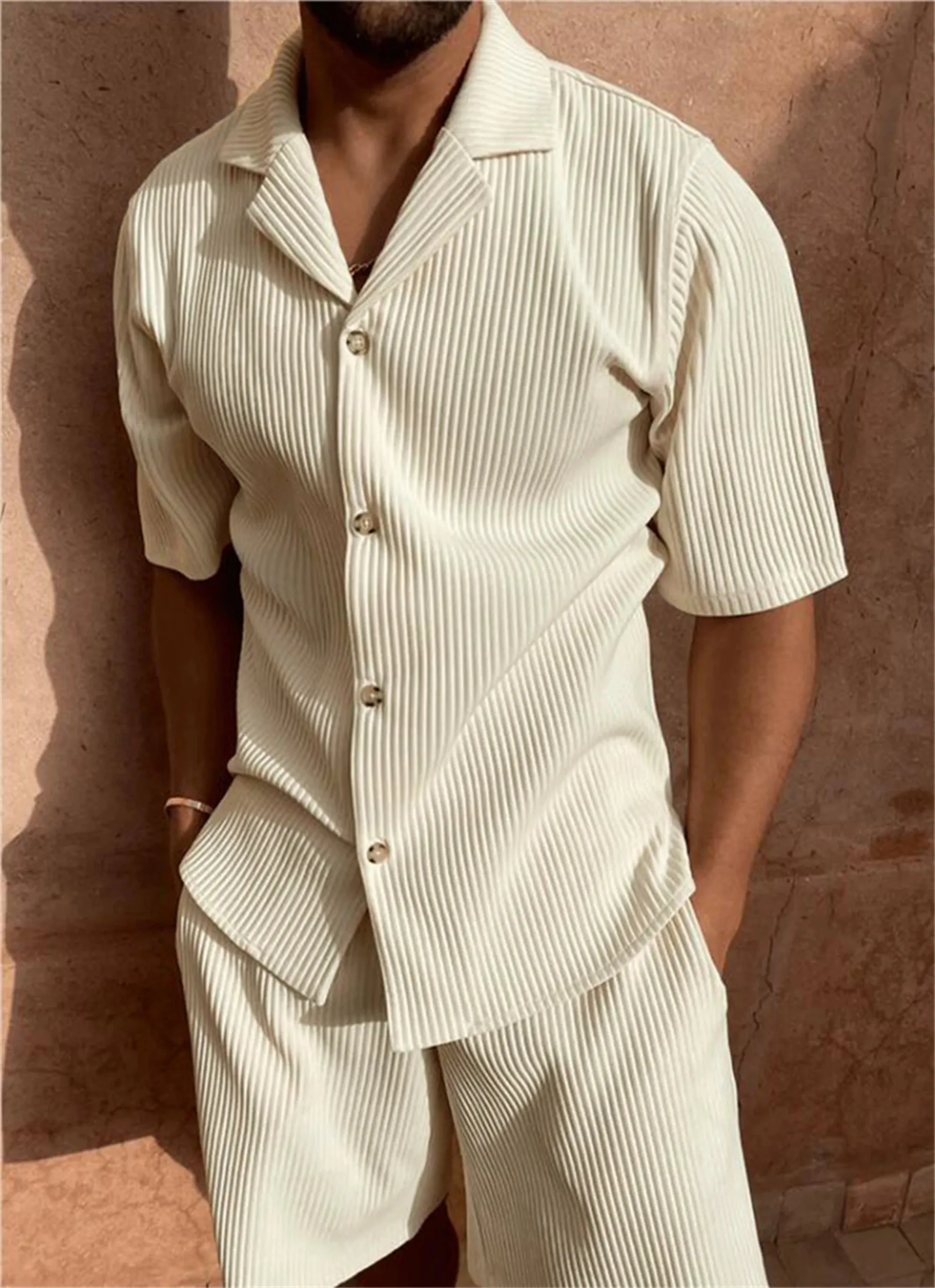 Men’s Solid Color Corduroy Shirt