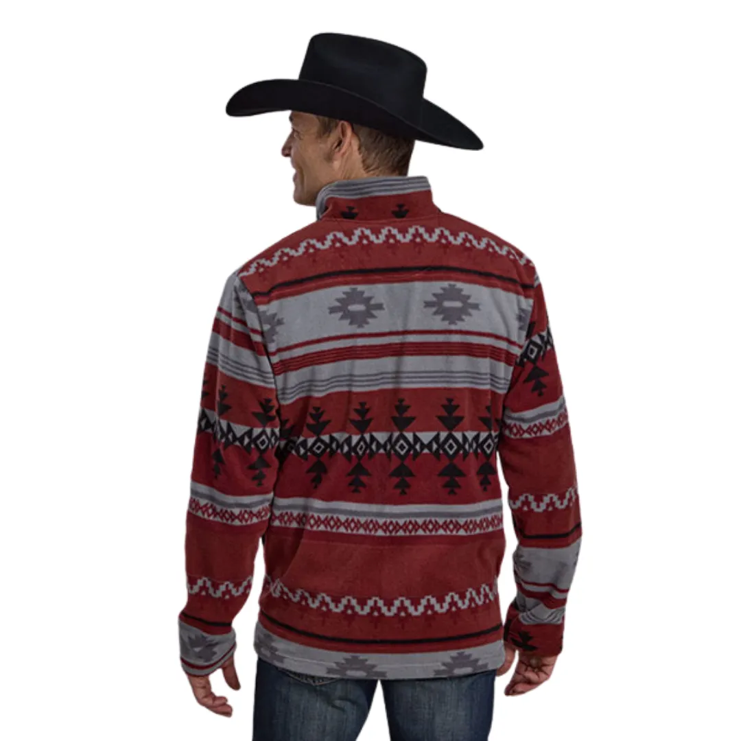 Men's Wine/Grey Aztec Fleece Pullover 03-097-0250-6631
