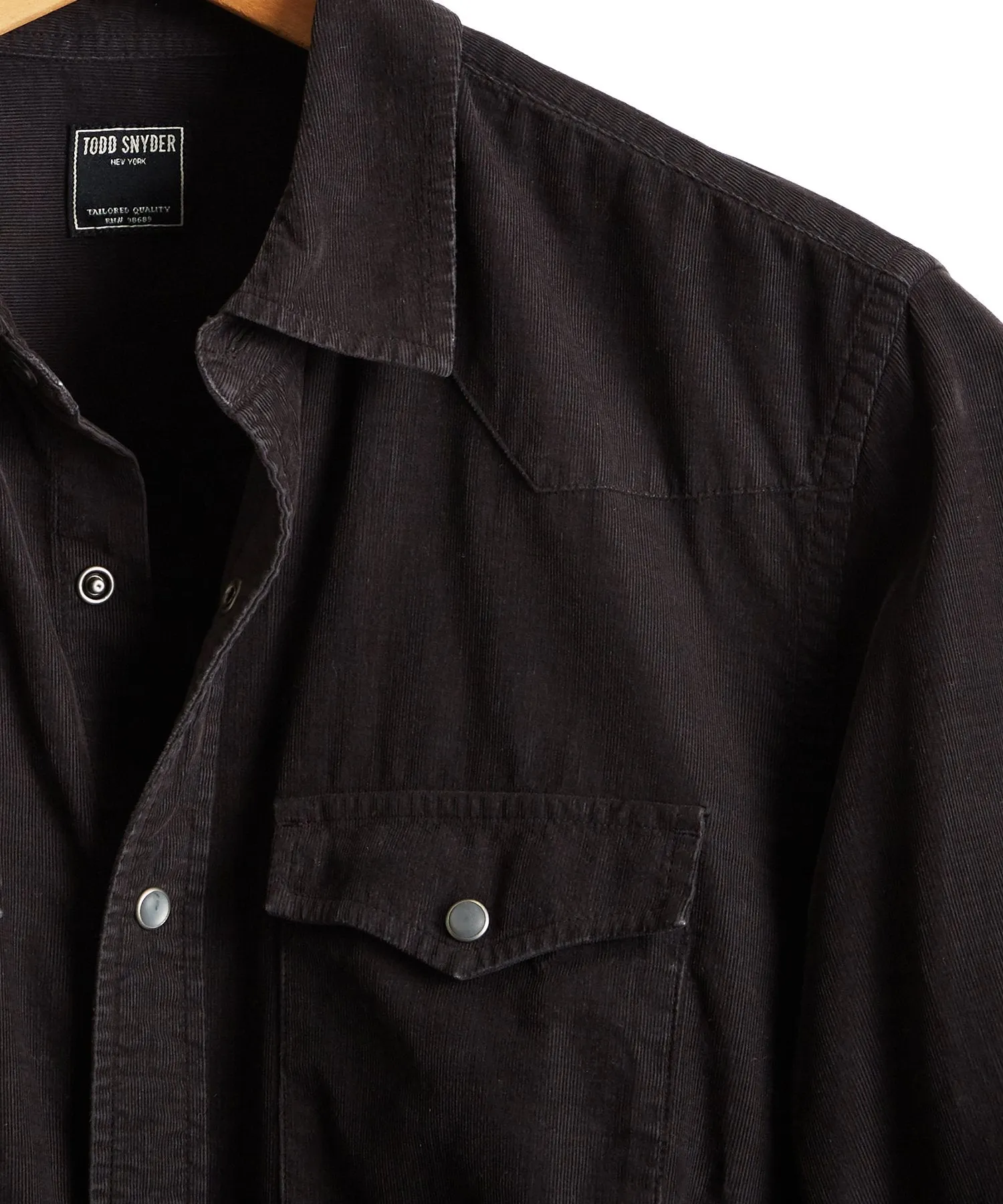 Micro Corduroy Western Shirt in Black