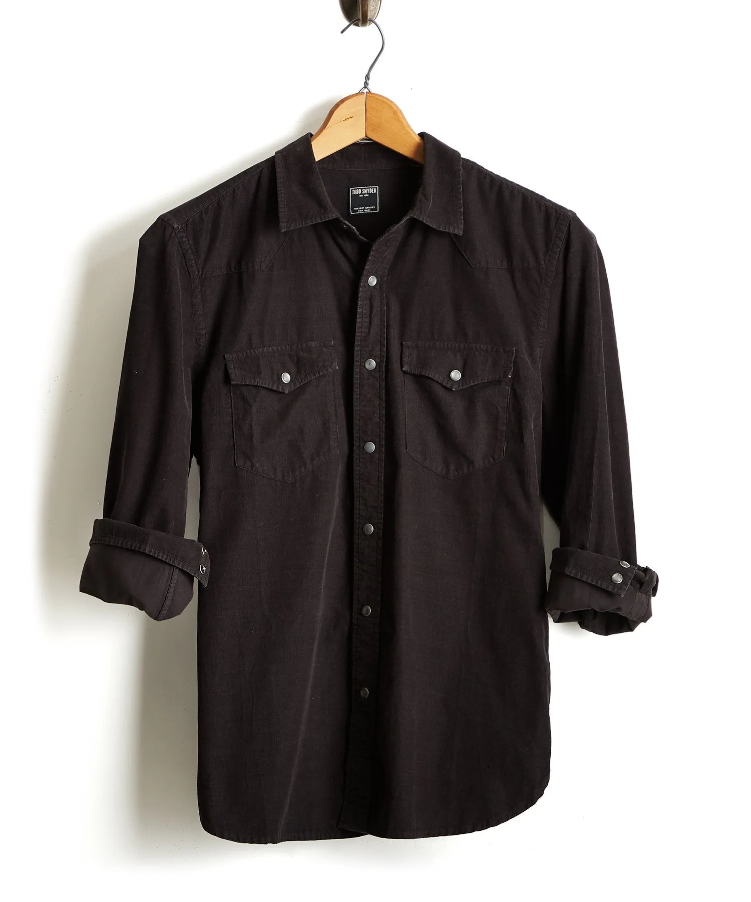 Micro Corduroy Western Shirt in Black