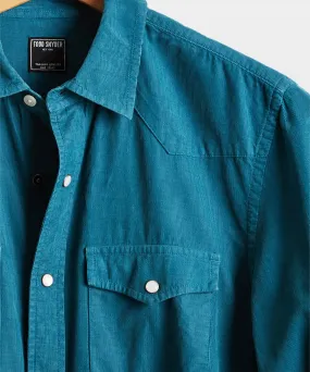 Micro Corduroy Western Shirt in Teal