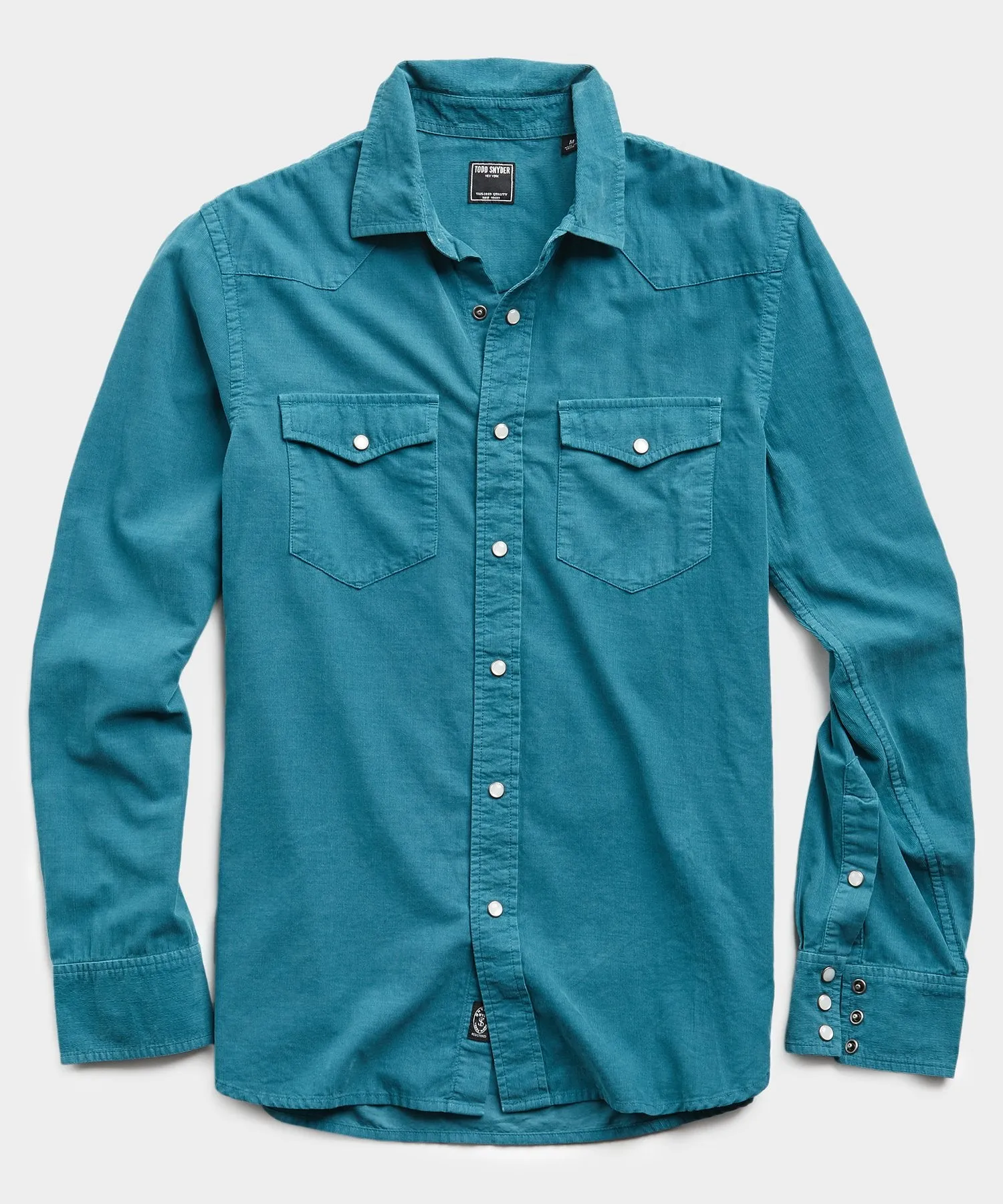 Micro Corduroy Western Shirt in Teal