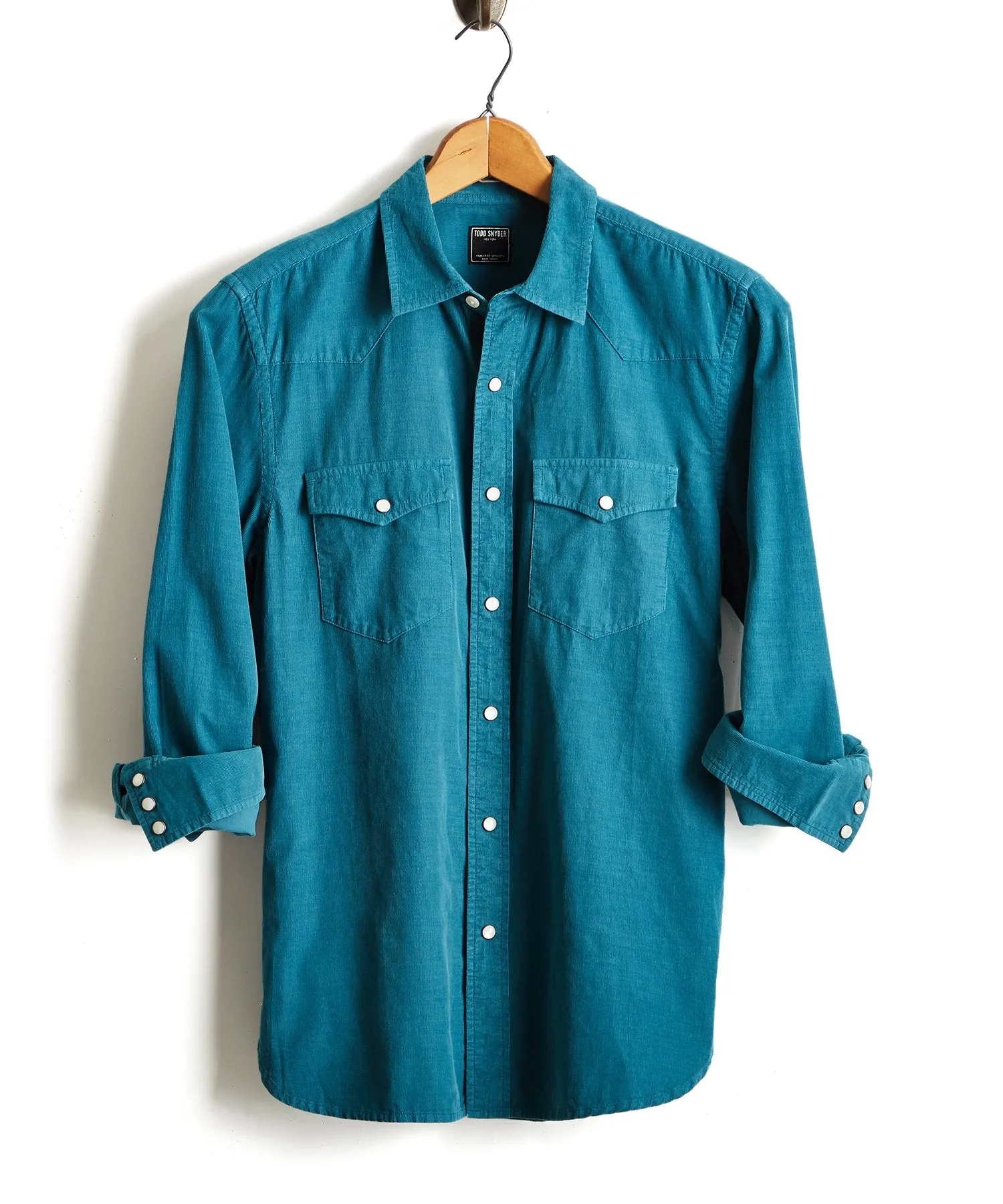 Micro Corduroy Western Shirt in Teal