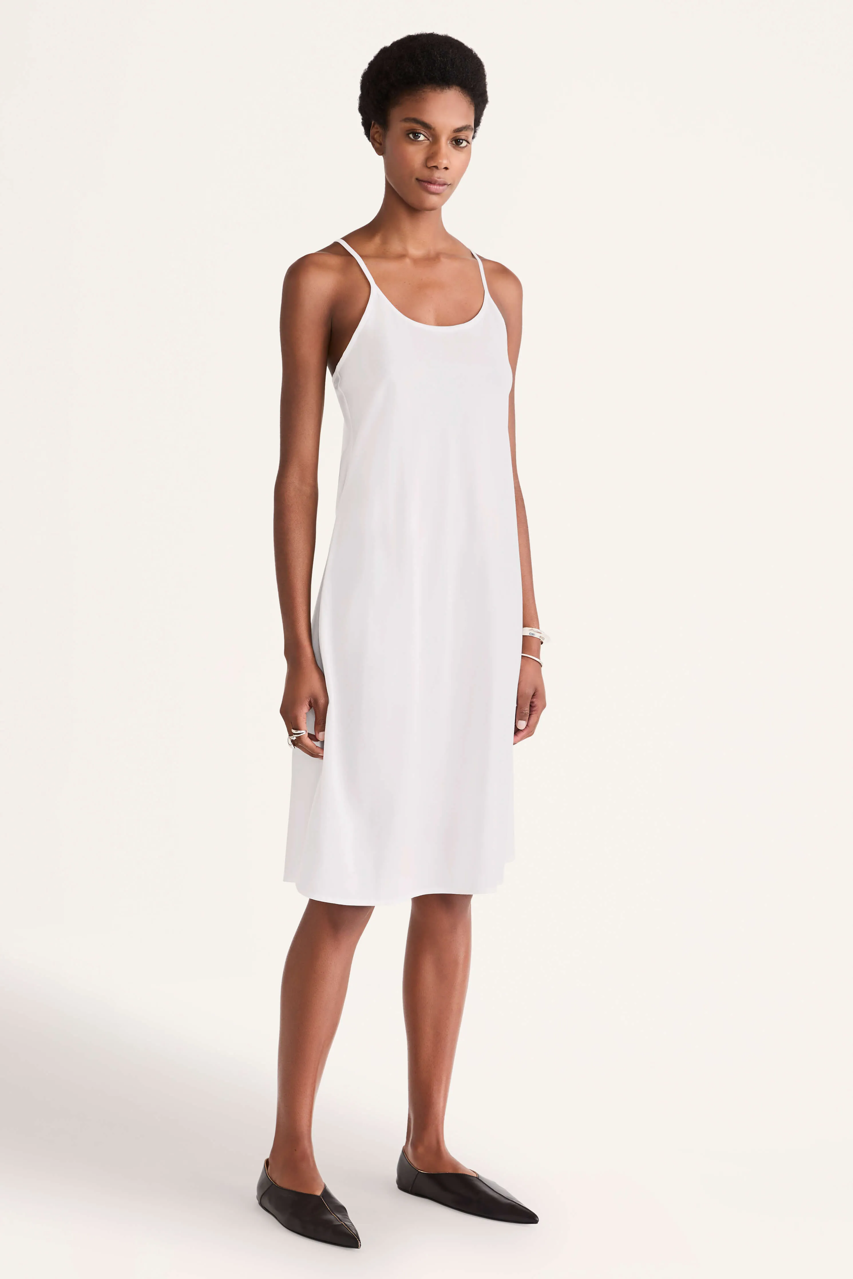 Midi Slip Dress in White