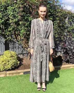 Multi leopard print chiffon maxi dress
