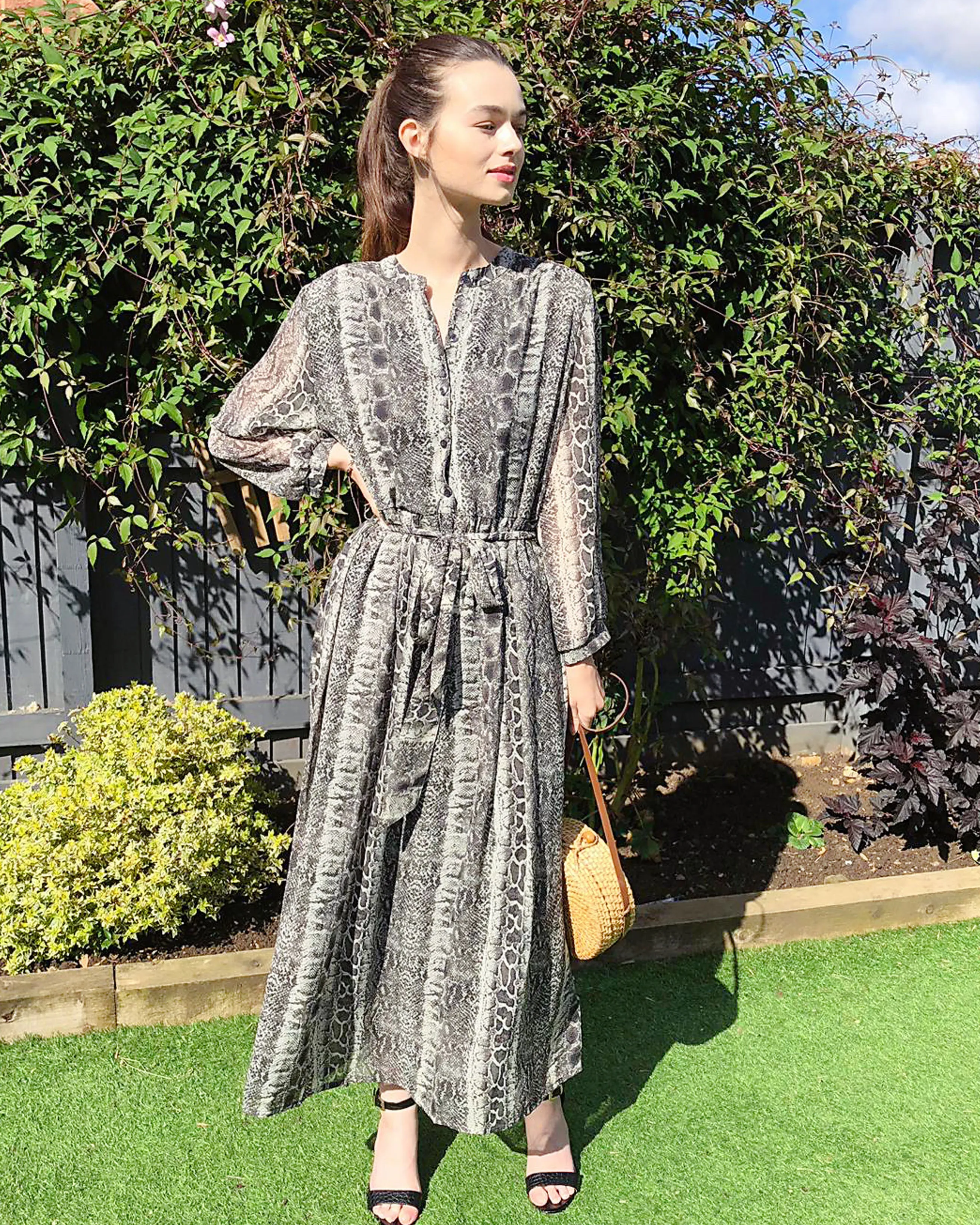 Multi leopard print chiffon maxi dress