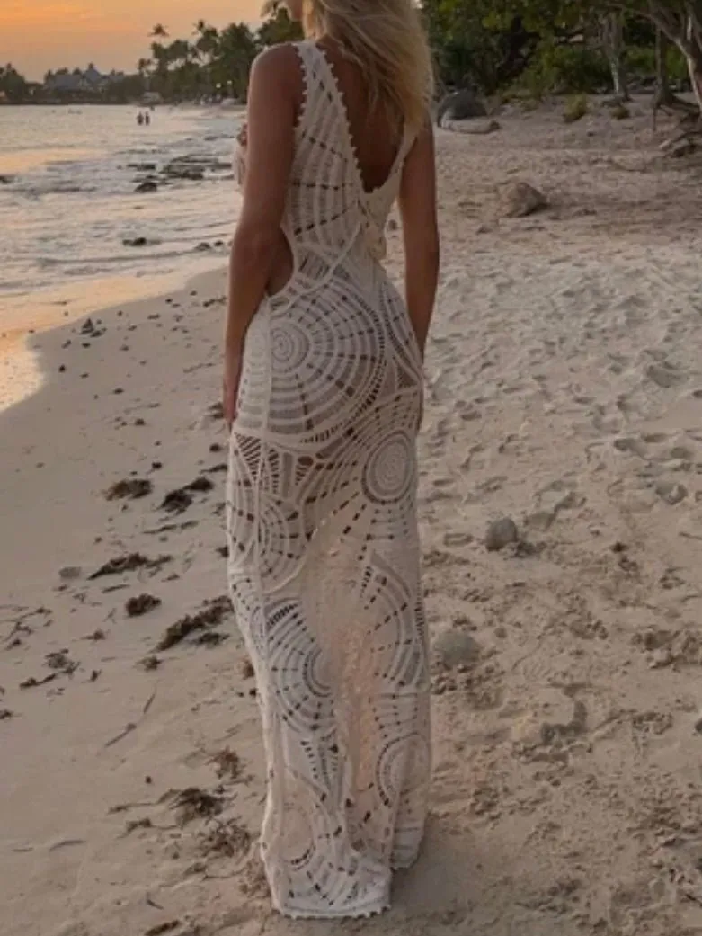 Off white lace casual and elegant cover up/long dress