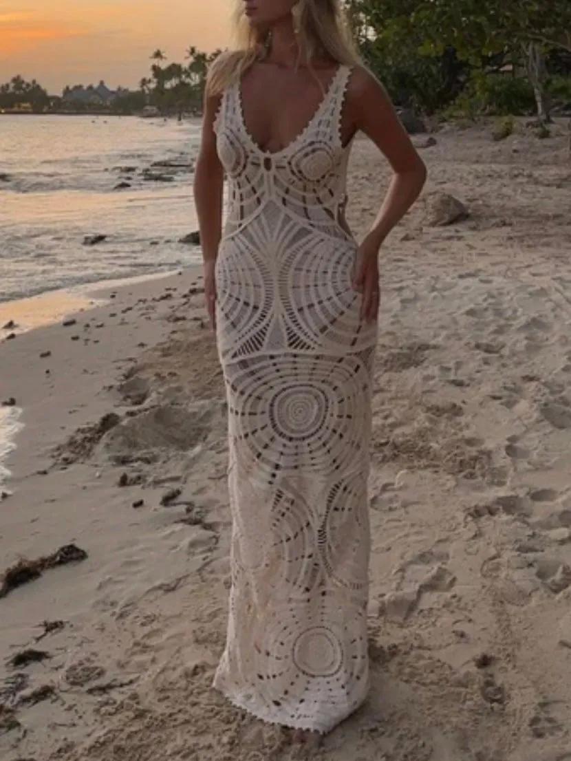 Off white lace casual and elegant cover up/long dress