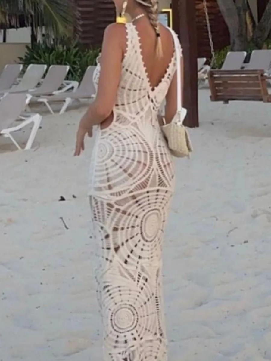 Off white lace casual and elegant cover up/long dress