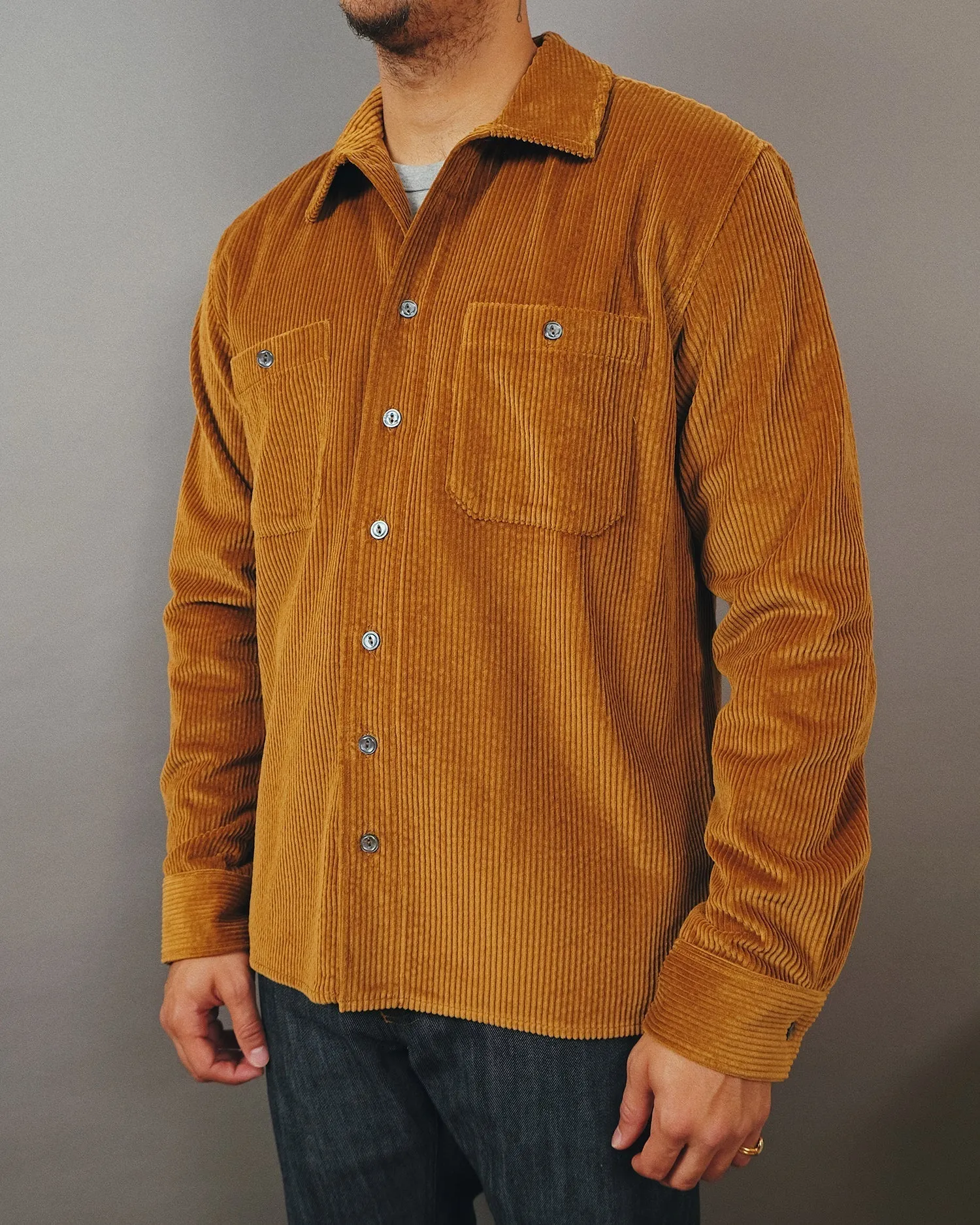 Outclass Shirt Corduroy Overshirt Mustard