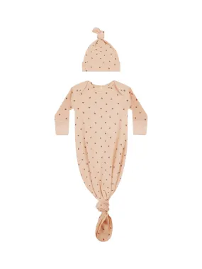Quincy Mae knotted baby gown   hat set | strawberries