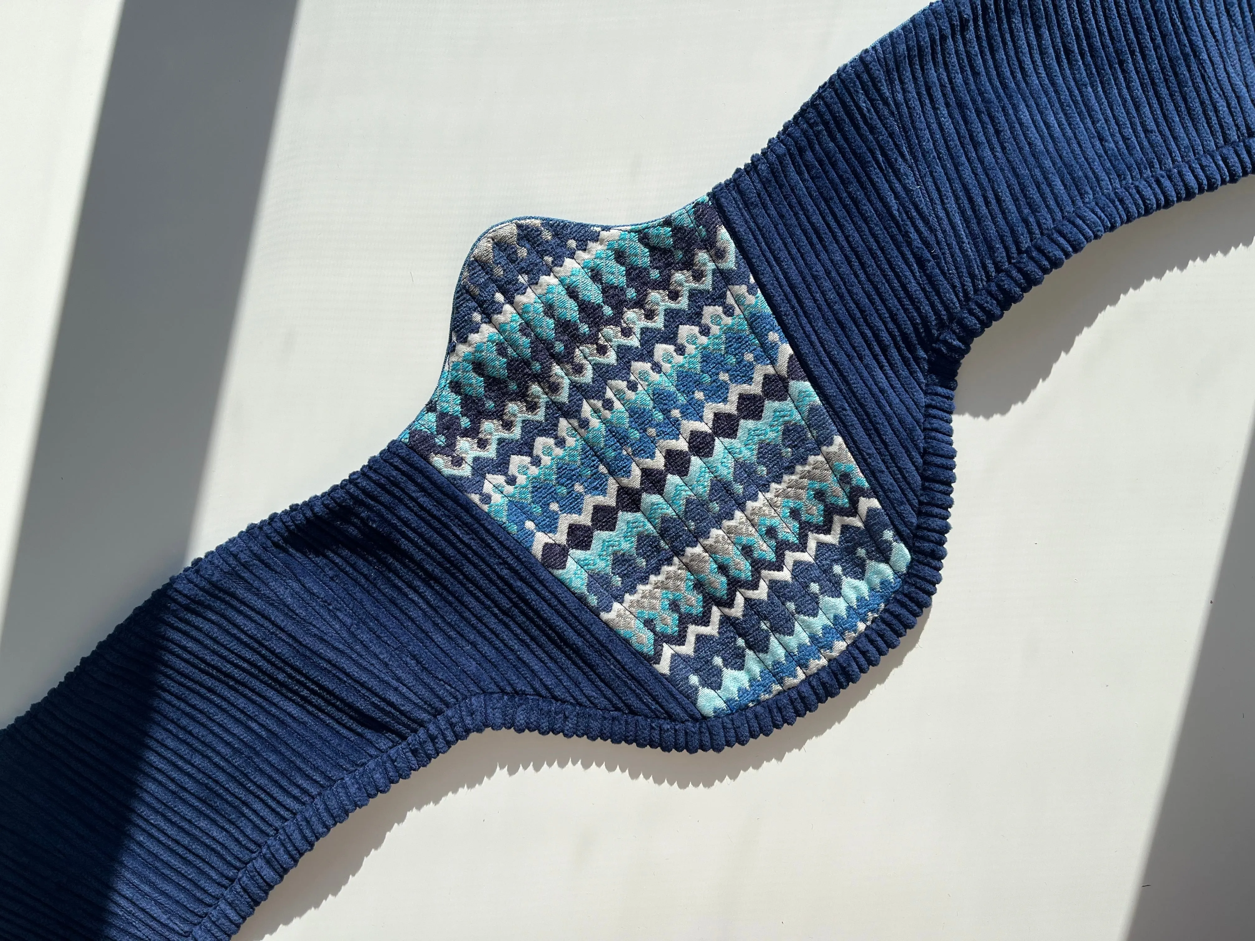 💙reversible Navy Velvet Corduroy/ sparkle denim belt, S-M💙