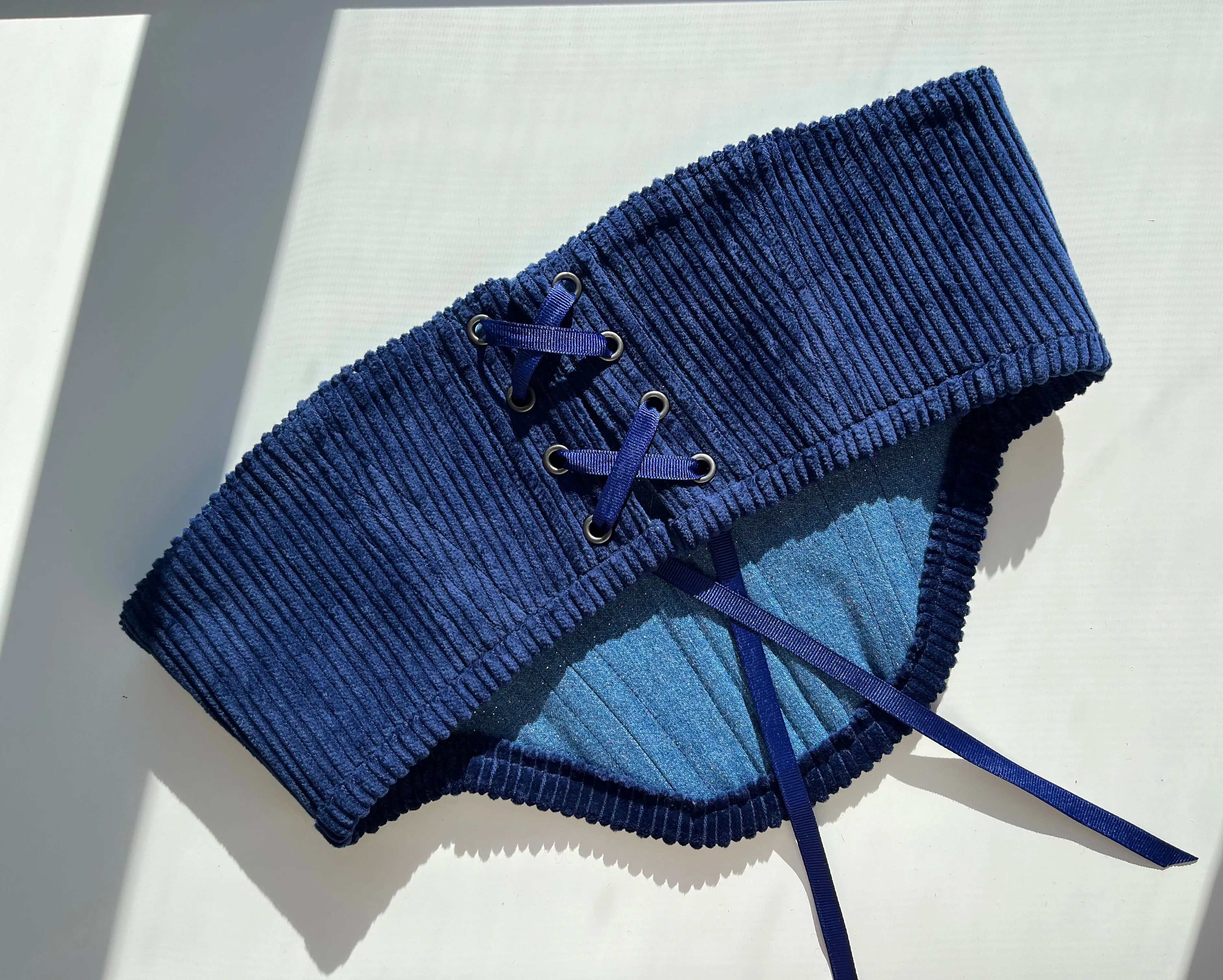 💙reversible Navy Velvet Corduroy/ sparkle denim belt, S-M💙