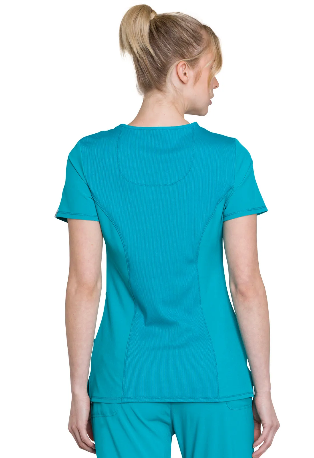 Scrub Top - Cherokee Infinity Women's Mock Wrap Top - Teal Blue, 2625A