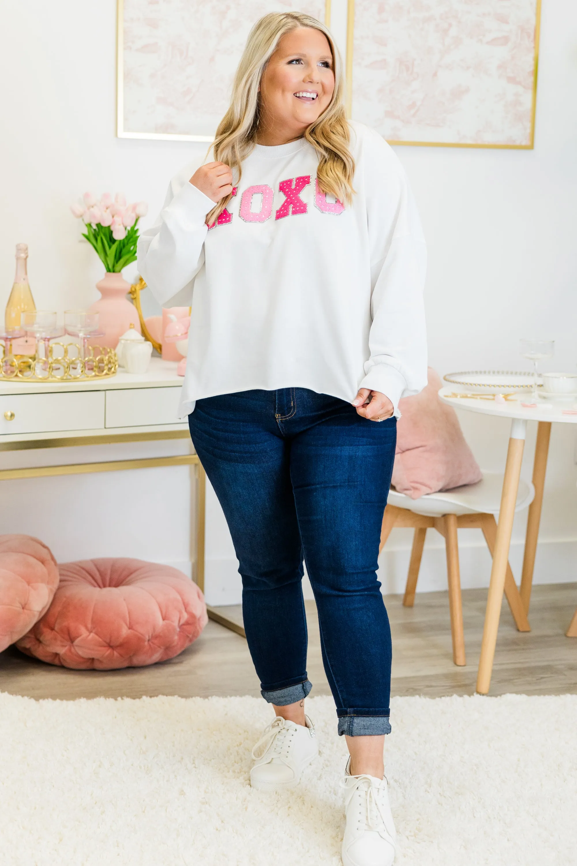 Sending You Hugs And Kisses Pullover, White