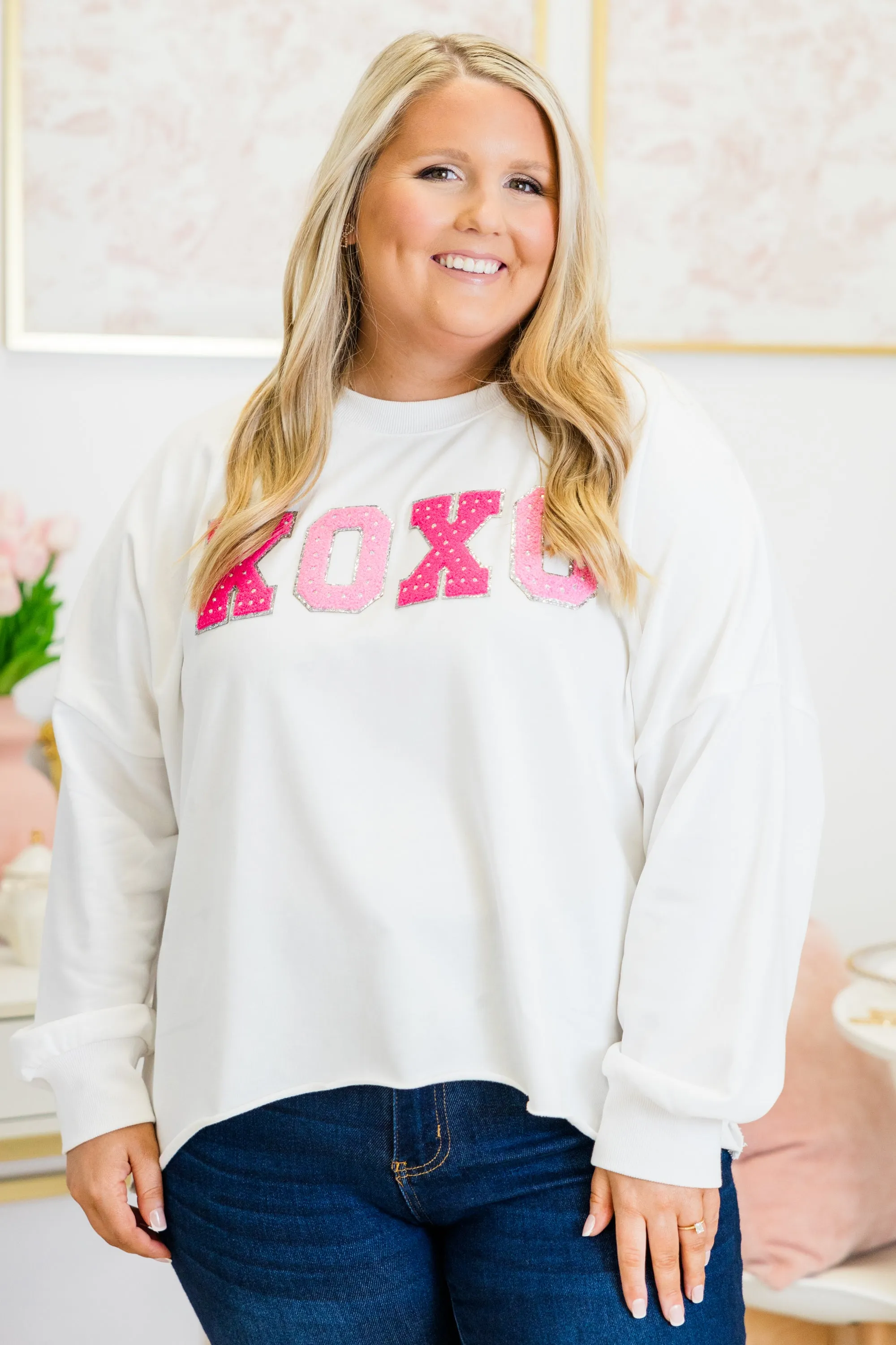 Sending You Hugs And Kisses Pullover, White