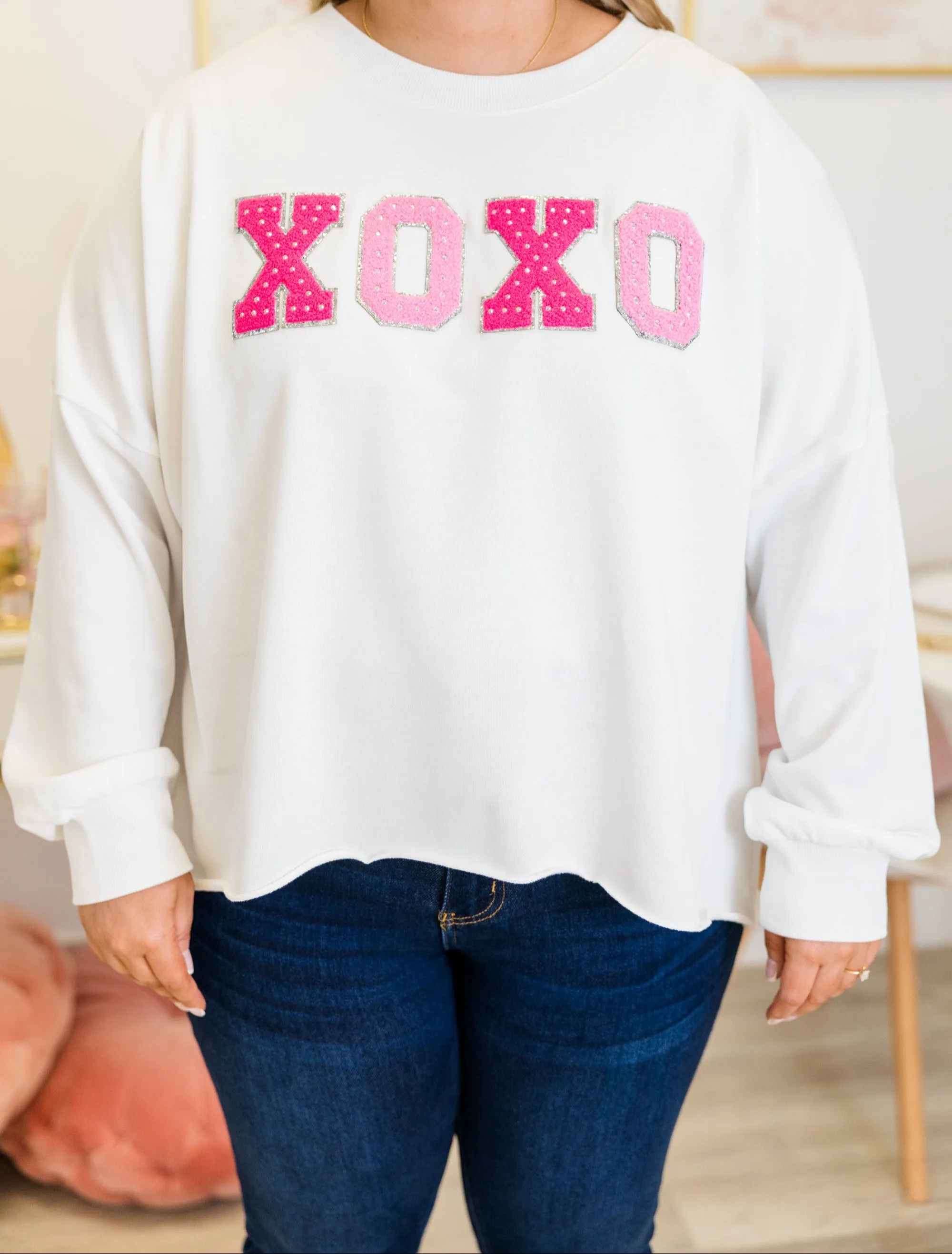 Sending You Hugs And Kisses Pullover, White