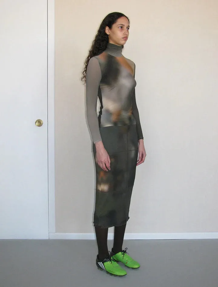 Skirt knit top in taupe print