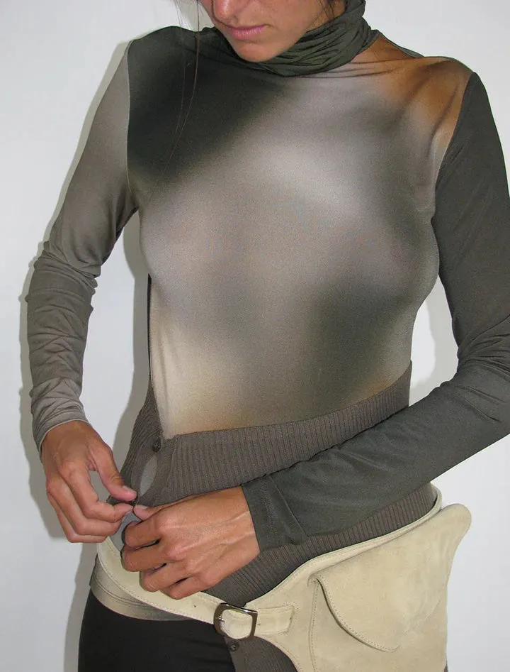 Skirt knit top in taupe print