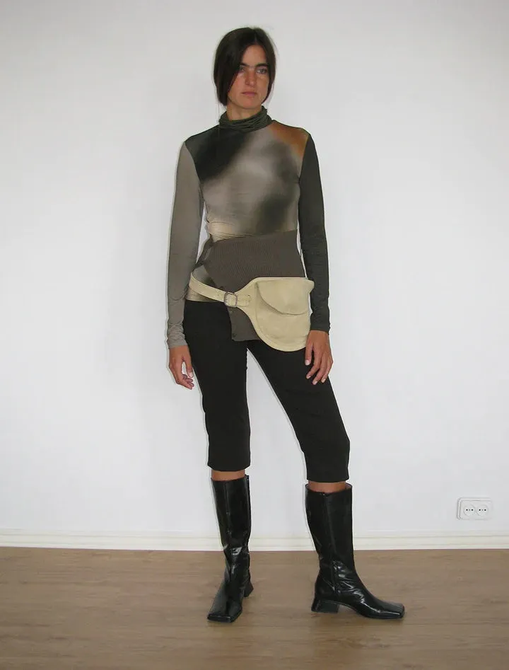 Skirt knit top in taupe print