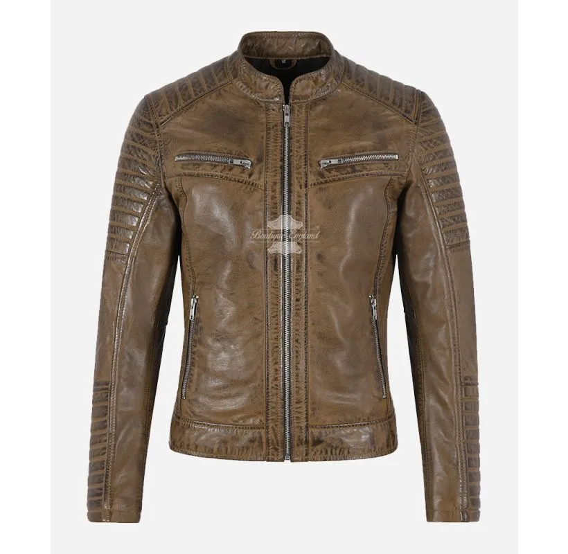 Speedster Ladies Jacket Dirty Brown Vintage Casual Racer Jacket