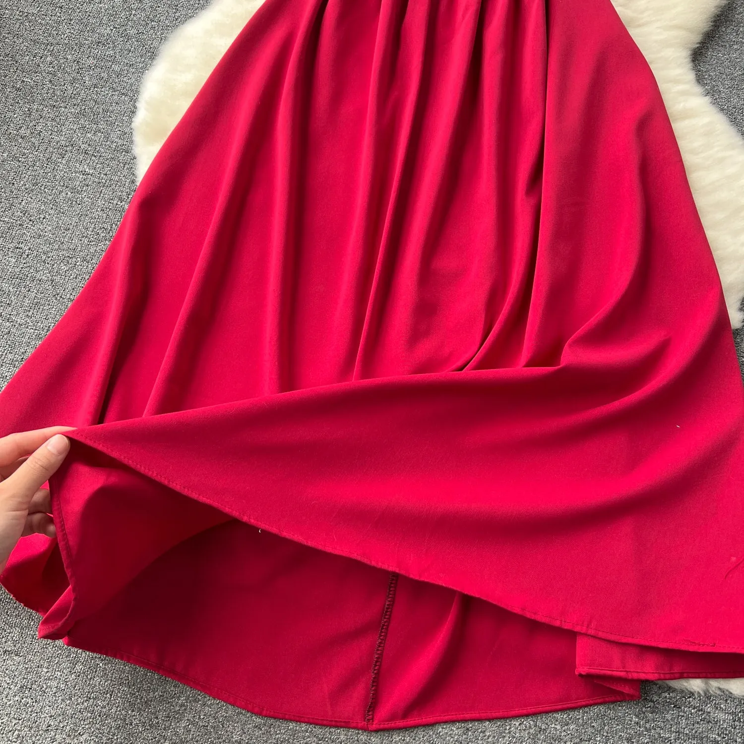 Square Collar Drawstring Slip Dress