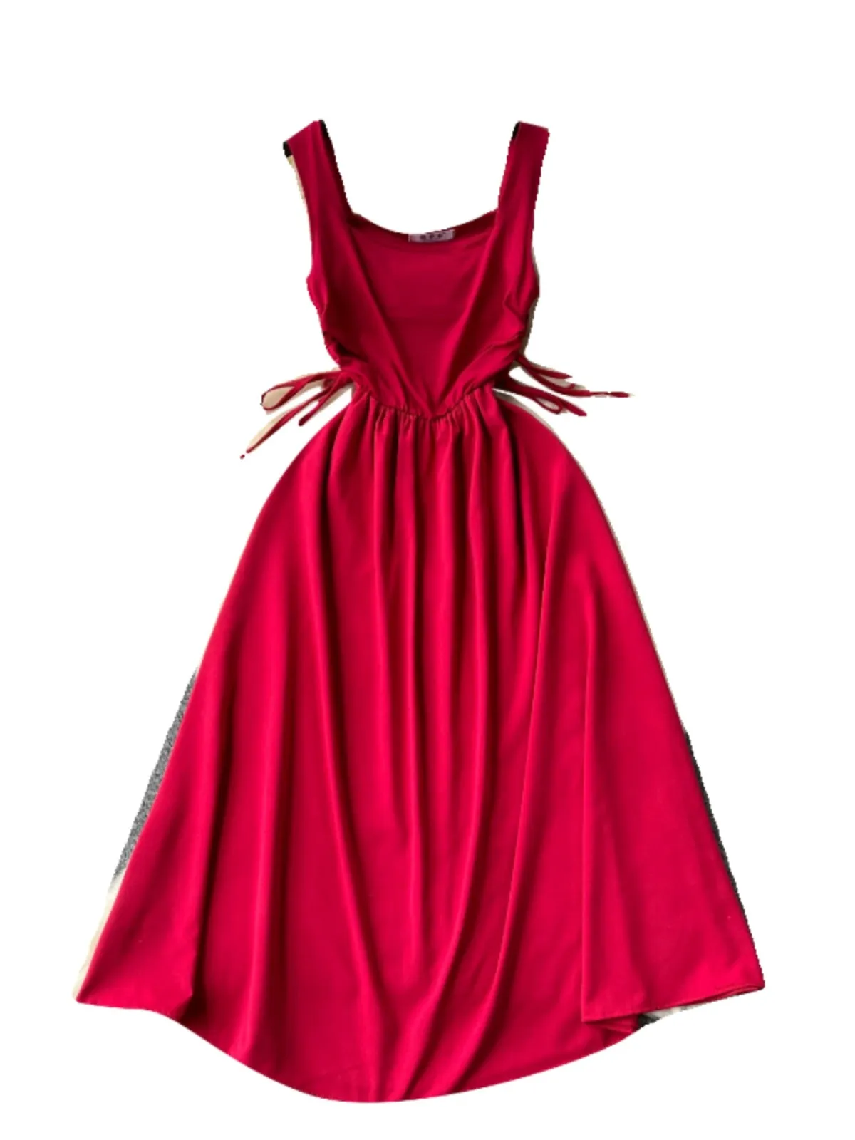 Square Collar Drawstring Slip Dress