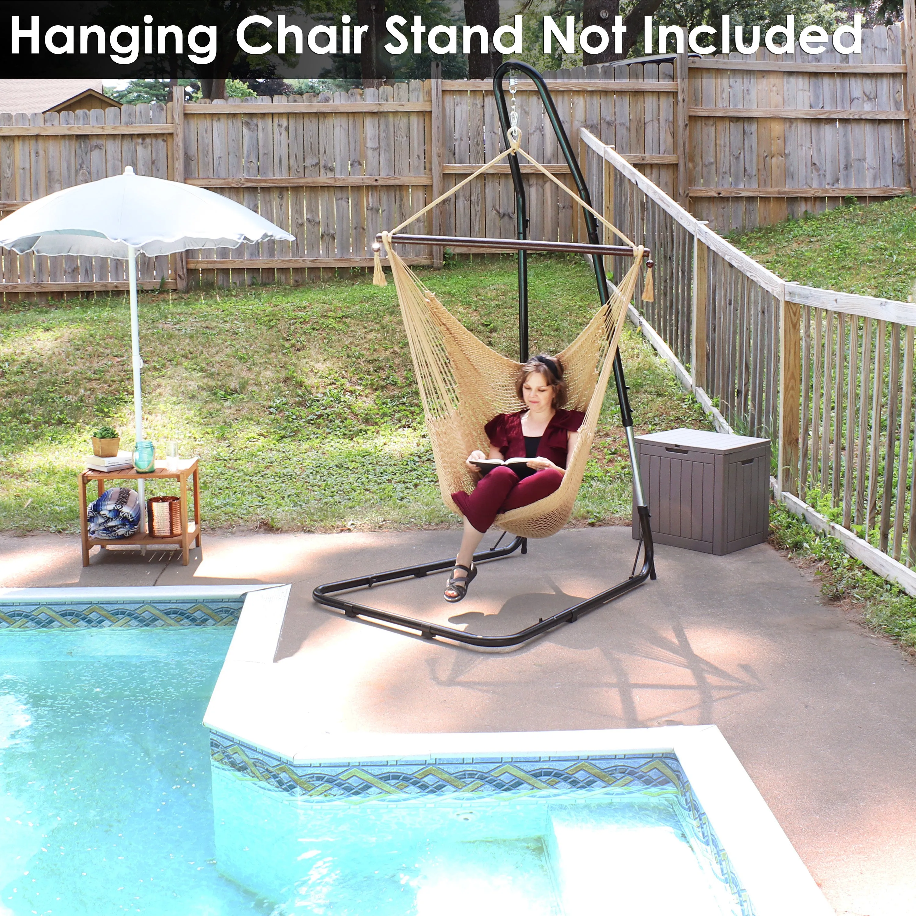 Sunnydaze Outdoor Extra Large Caribbean Polyester Rope Hammock Chair