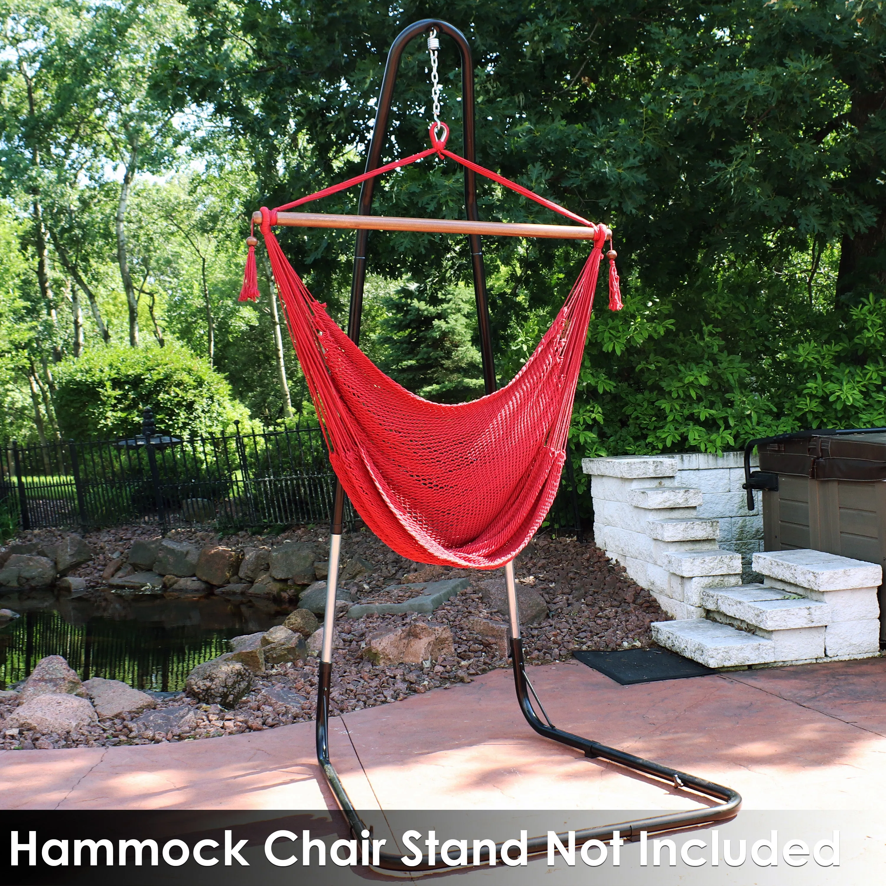 Sunnydaze Outdoor Extra Large Caribbean Polyester Rope Hammock Chair
