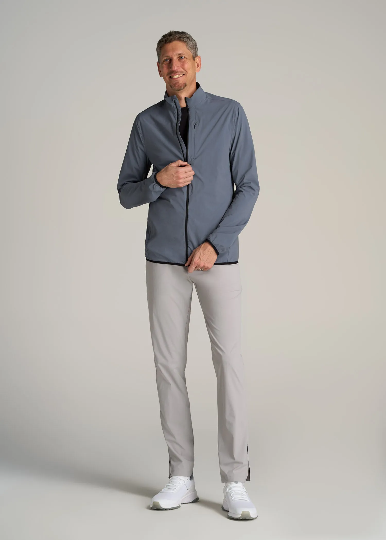 Tall Men's Softshell Jacket for Outdoor Training in Smoky Blue