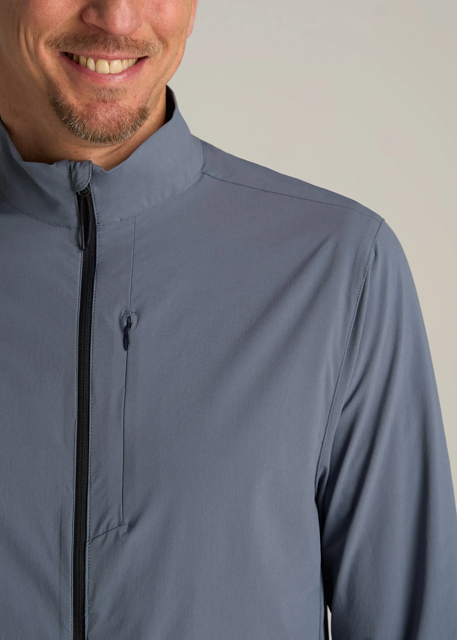 Tall Men's Softshell Jacket for Outdoor Training in Smoky Blue