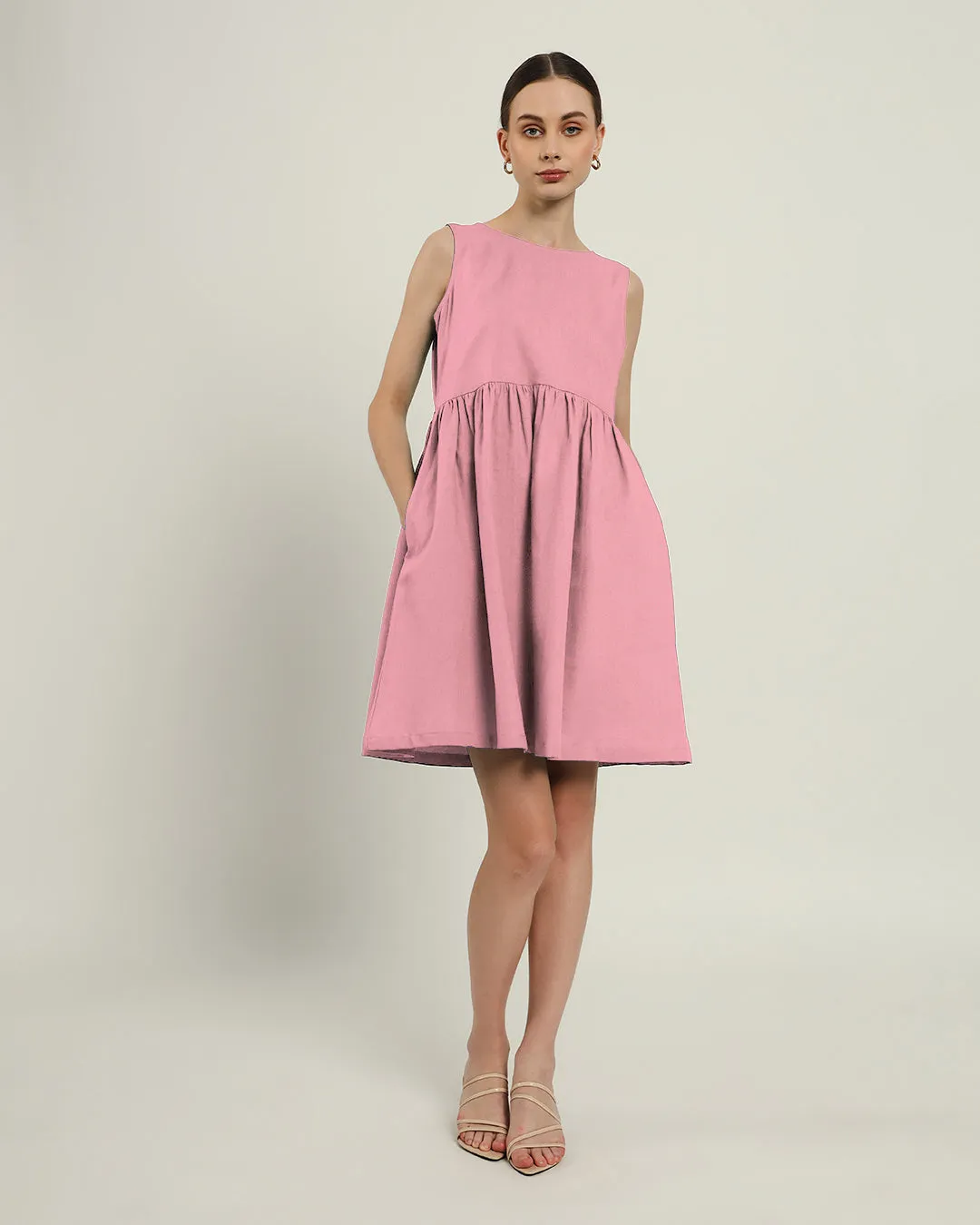 The Chania Fondant Pink Cotton Dress