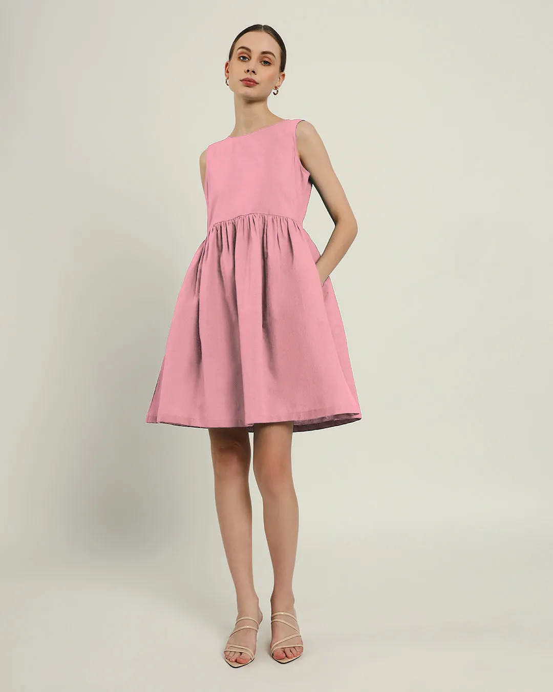 The Chania Fondant Pink Cotton Dress