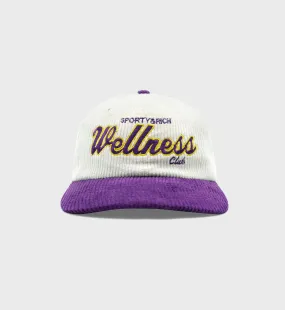 Wellness Club Corduroy Hat - White/Purple