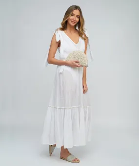 White Cotton Slip-on Maxi Beach Dress