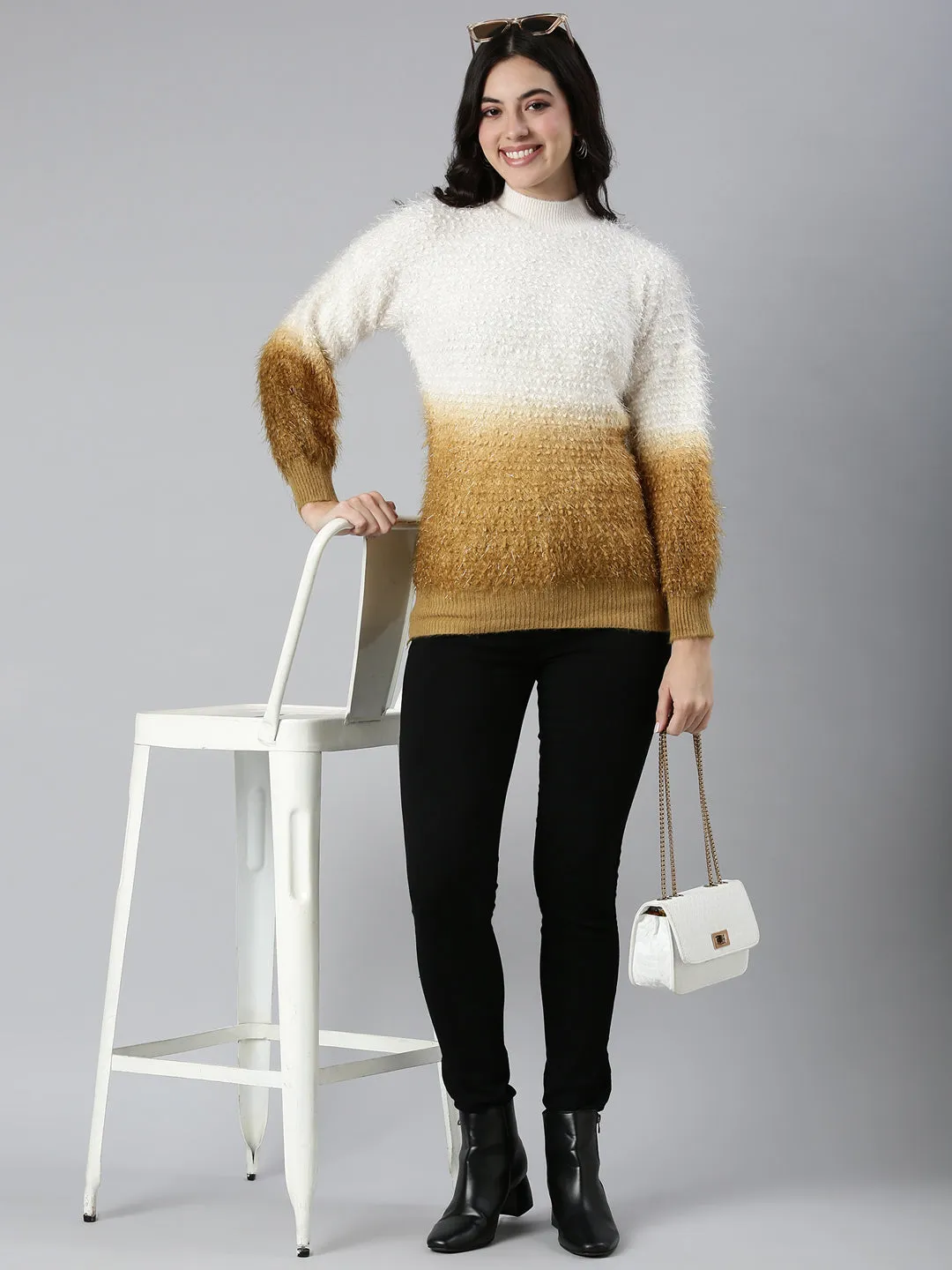 Women Speckled Mustard Pullover